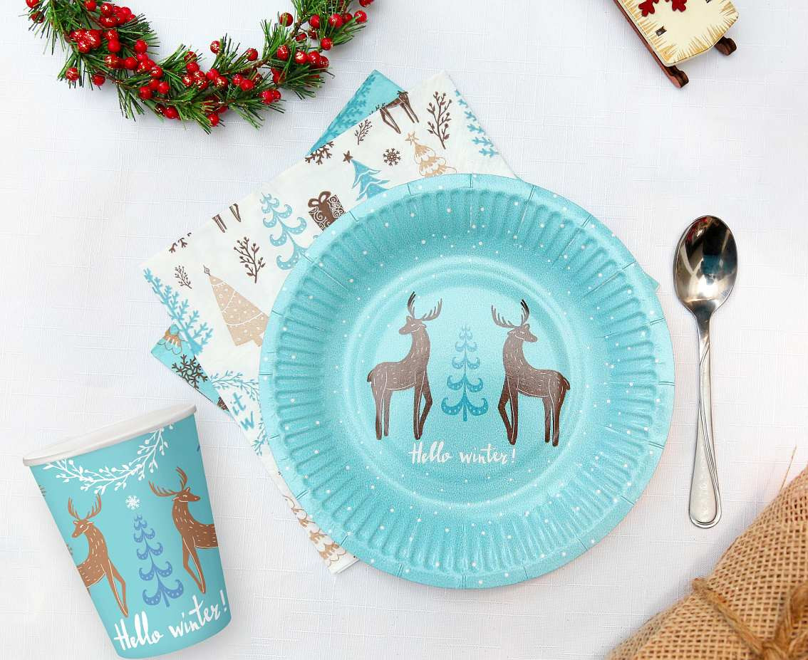Paper cups Hello Winter, l. blue, 250 ml/ 6 pcs. EOL